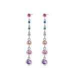 Sterling Silver Rhodium Plated Earrings with Declining Coloured Chatons 32.730€ #5006299115028